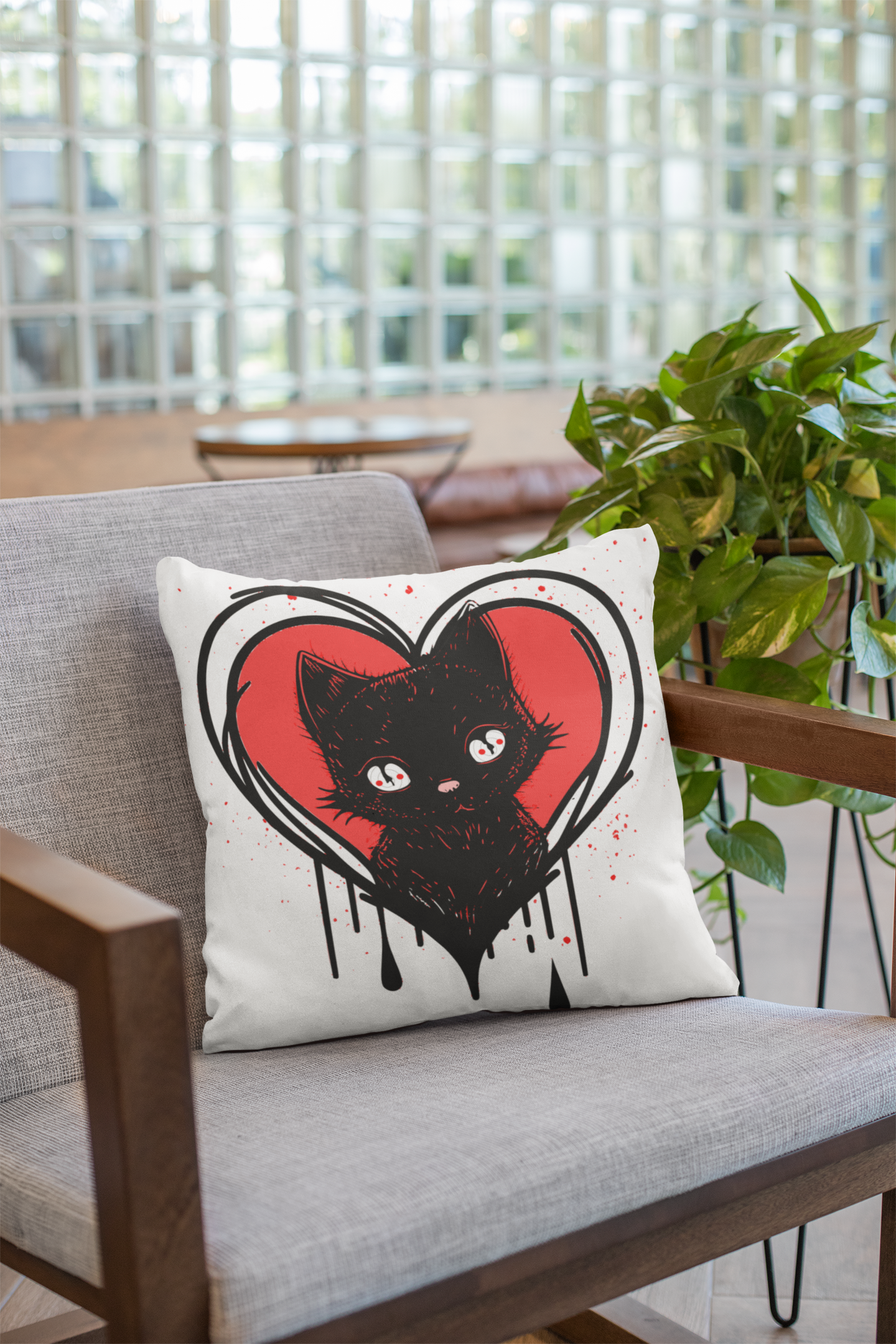 Obsessed Kitty Square Pillow